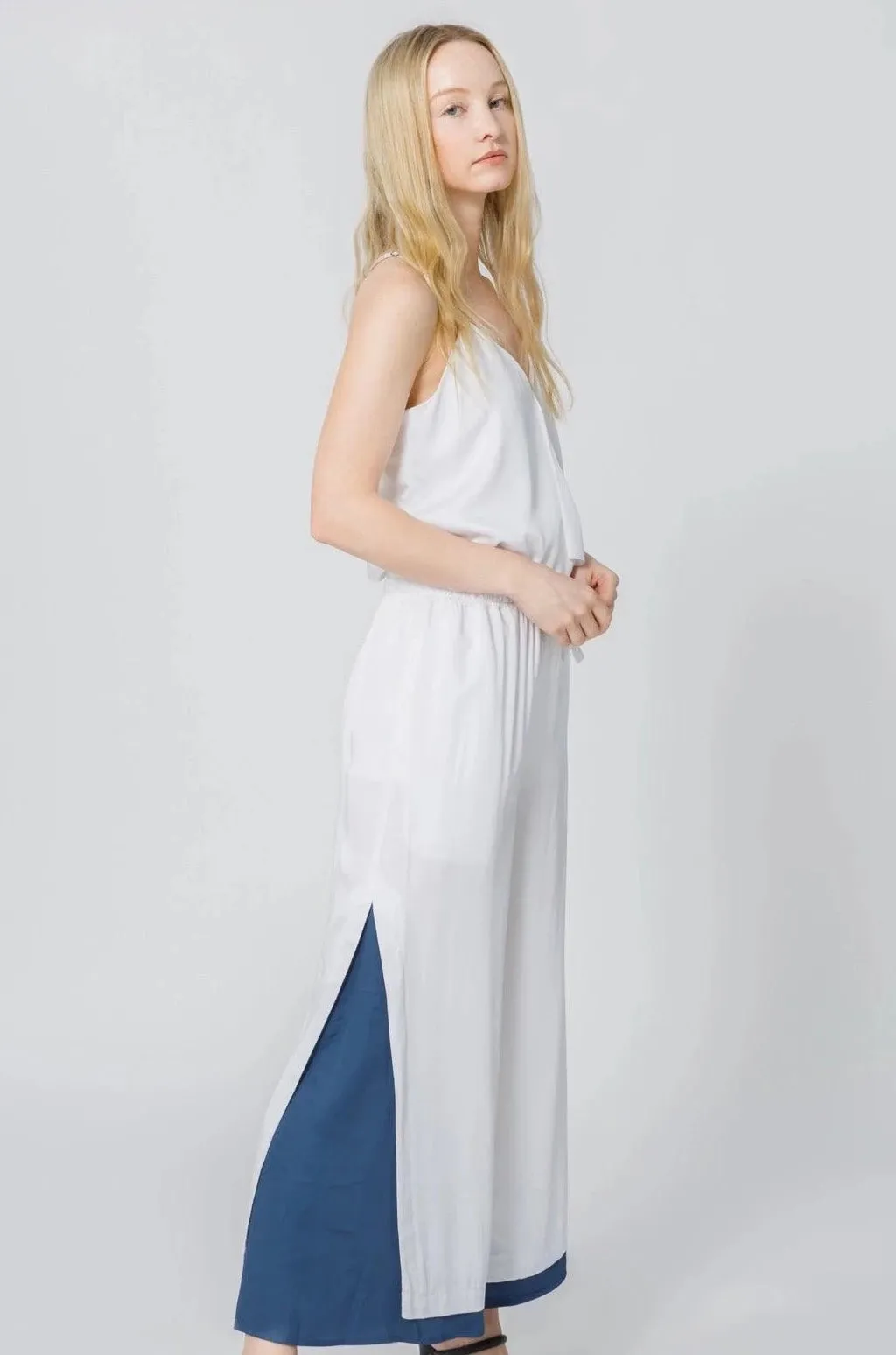 Bamboo Viscose Wide Leg Side Panel Pants