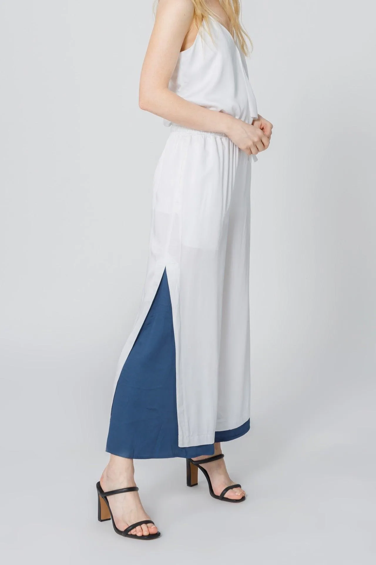 Bamboo Viscose Wide Leg Side Panel Pants