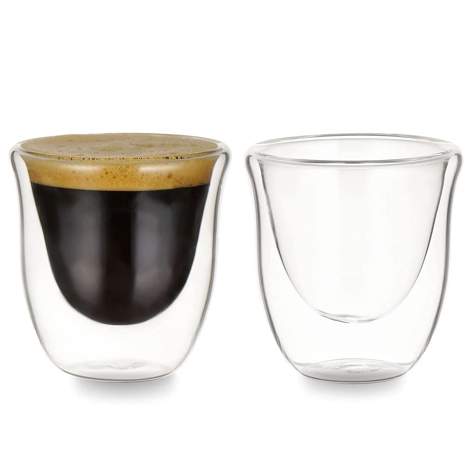 Baskety Double Walled Espresso Glasses, Set of Insulated Espresso Shot Glass Durable Easy to clean Demitasse Cups 70ml Clear Coffee Glass Cappuccino Cups Tea Cups Glasses(Pack of 2)