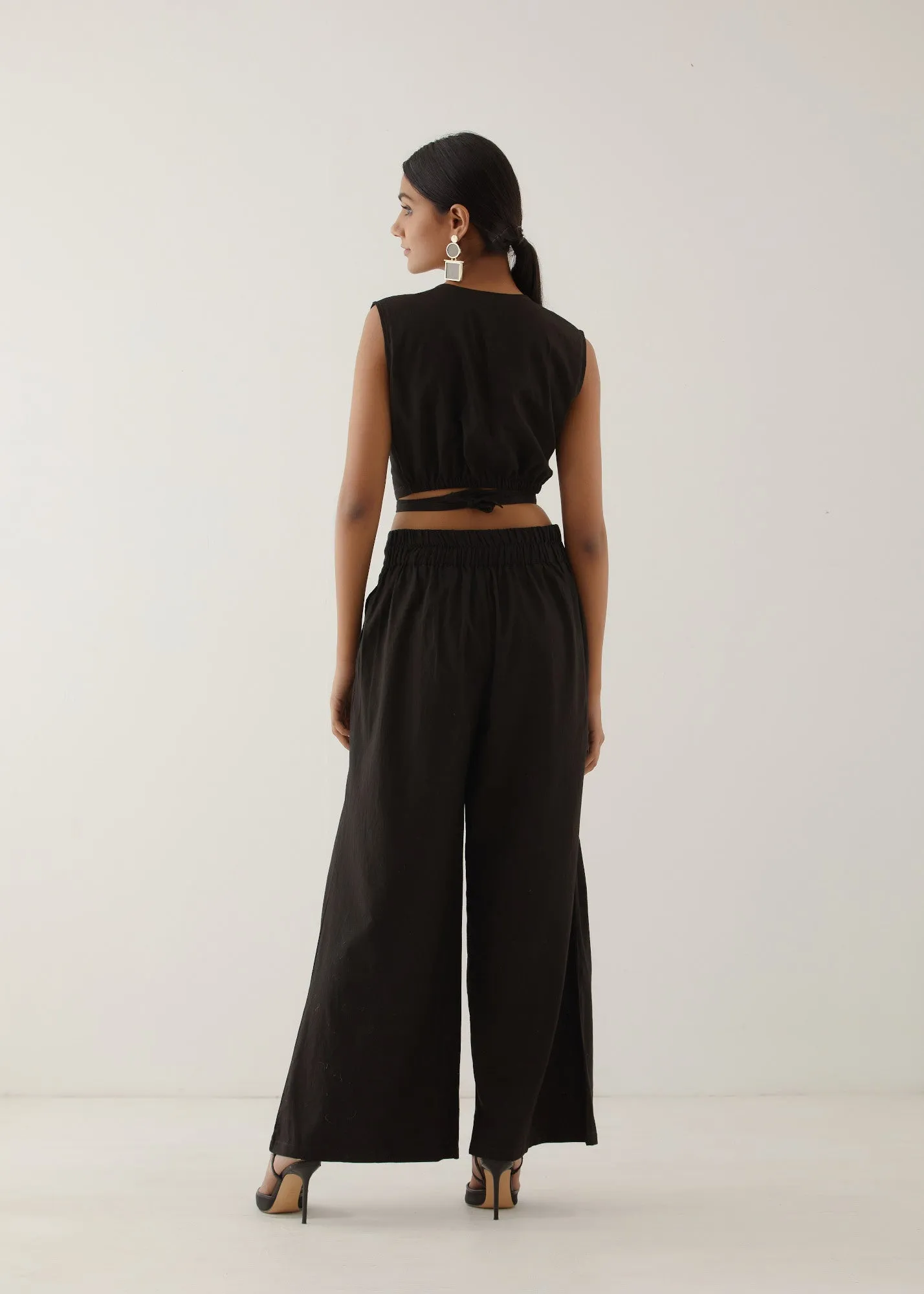 Black Collared Crop Top Co-Ord Set