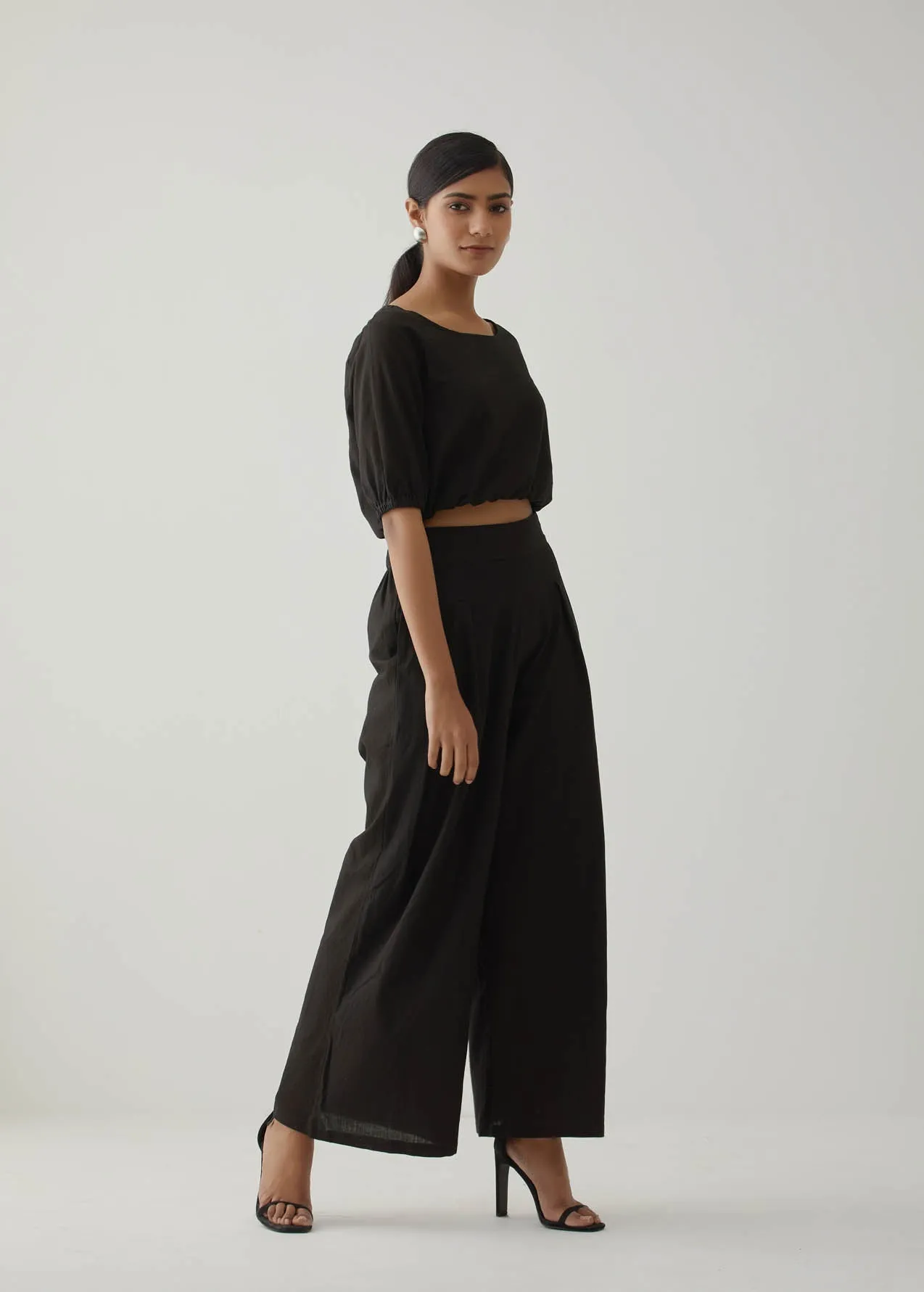 Black Crop Top Co-Ord Set