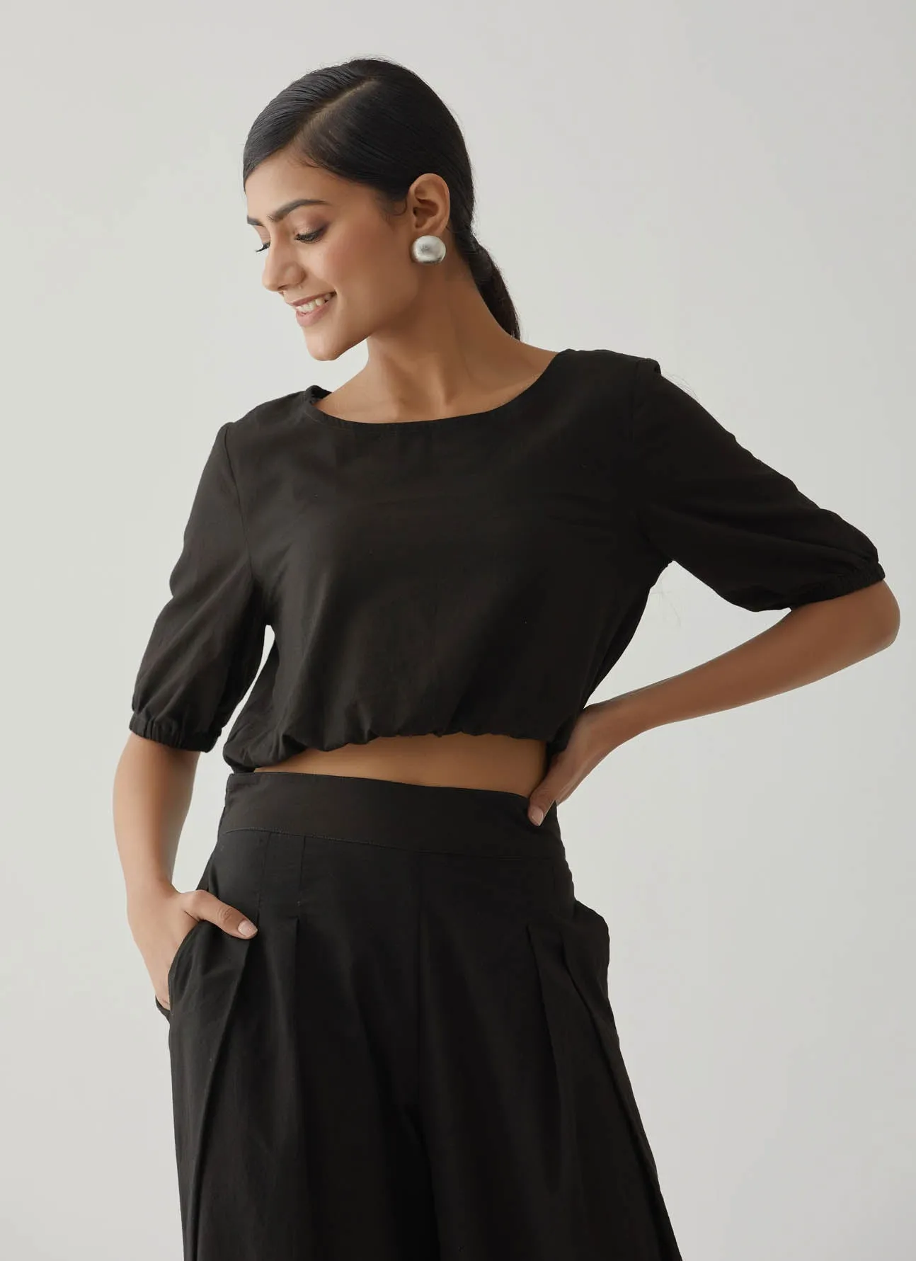 Black Crop Top Co-Ord Set