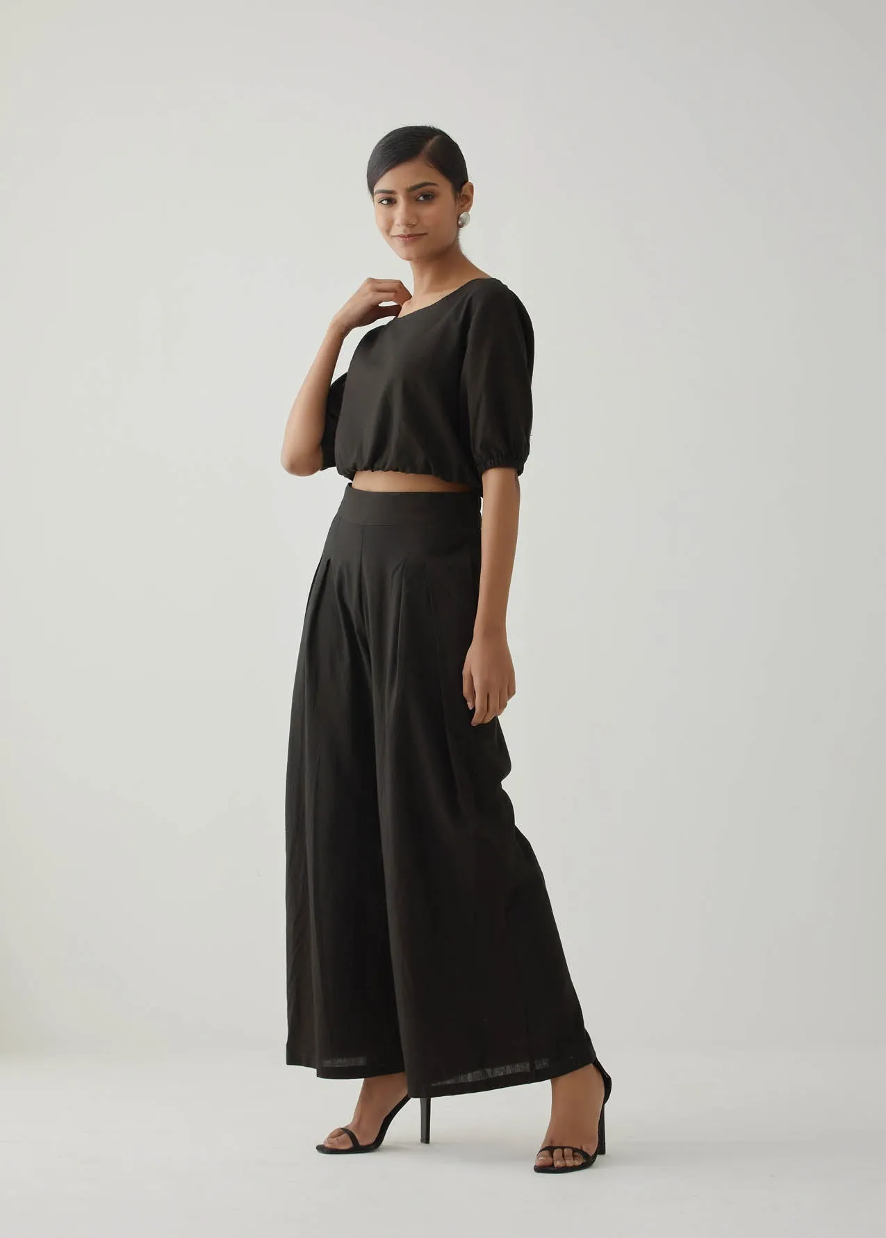 Black Crop Top Co-Ord Set