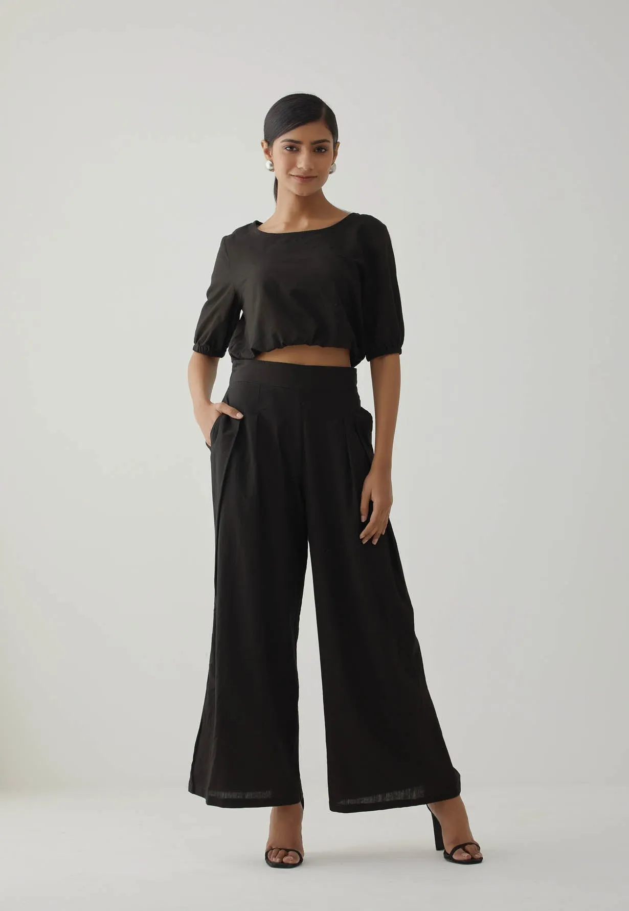 Black Crop Top Co-Ord Set