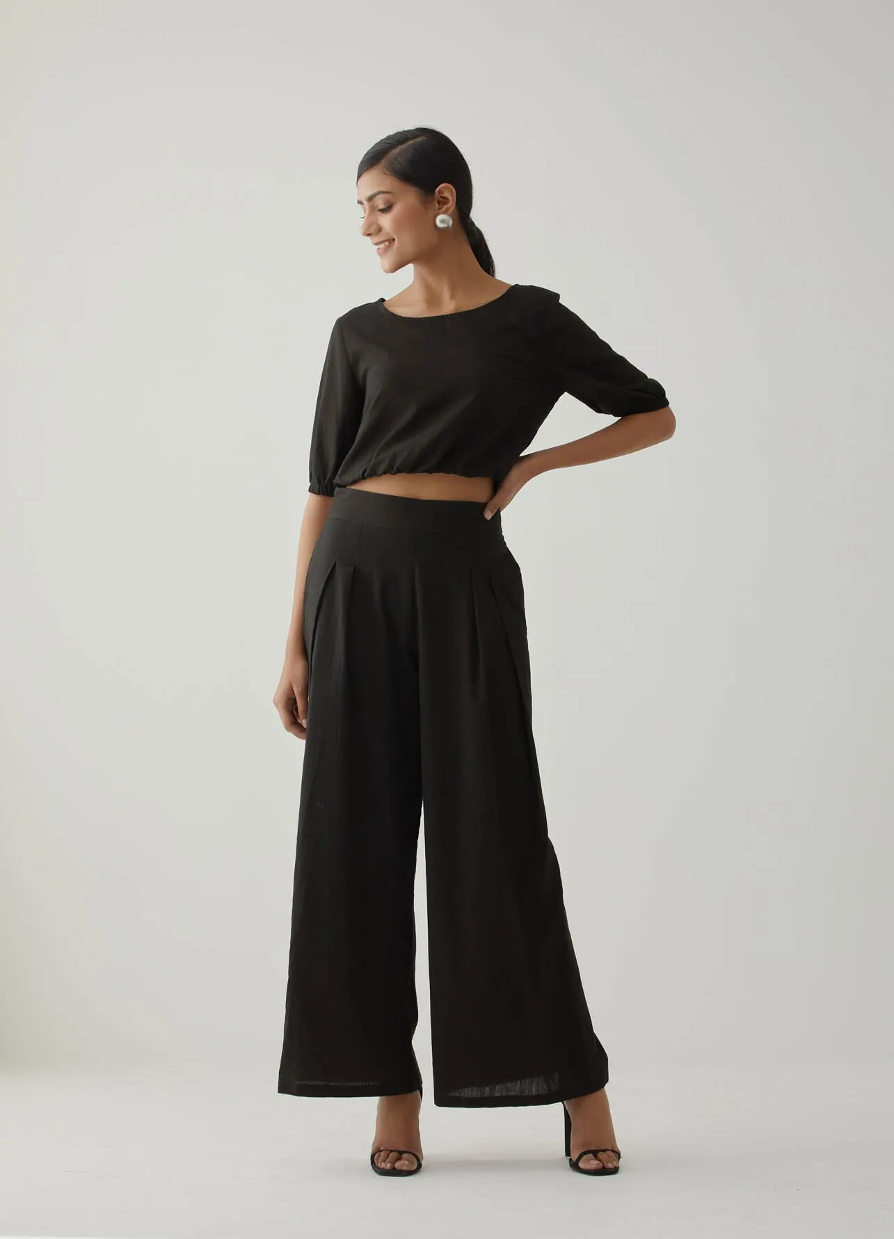 Black Crop Top Co-Ord Set