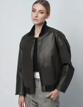 Black Leather Bomber Jacket