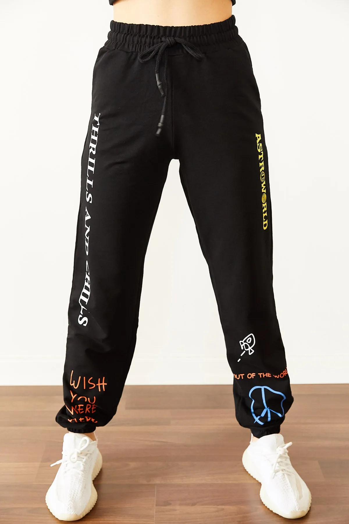 Black Printed Sweatpants