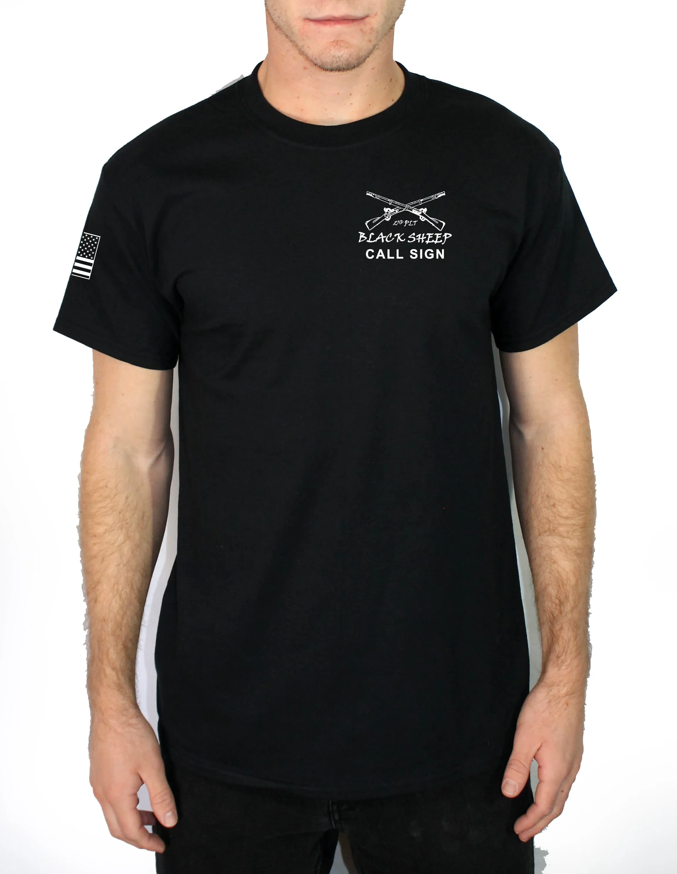 Blacksheep 50-50 Blend Black Unisex PT Short Sleeve Shirt. Approved for PT