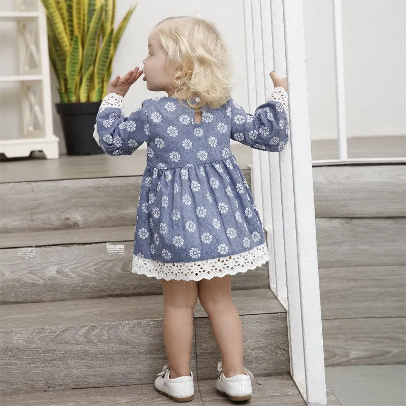 Blue Lace Dress, Size 1-6 Yrs