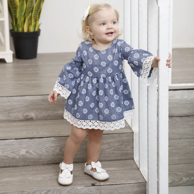 Blue Lace Dress, Size 1-6 Yrs