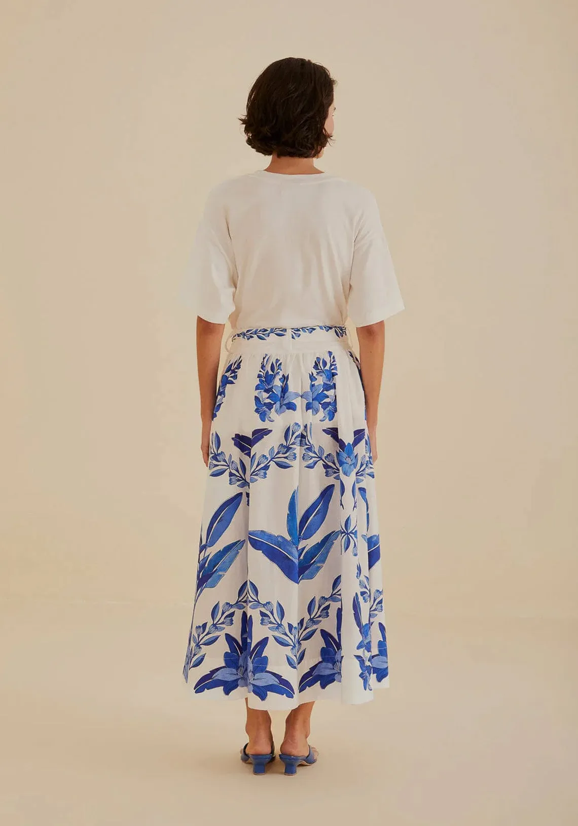 BLUE YARD OFF-WHITE MIDI SKIRT