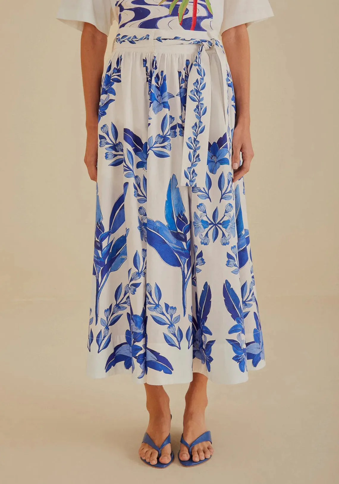 BLUE YARD OFF-WHITE MIDI SKIRT