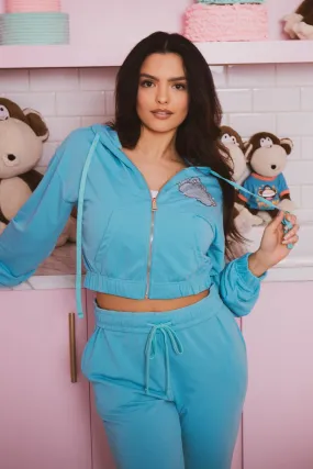 Bobby Jack Rhinestone Hoodie & Pant Set  - Teal