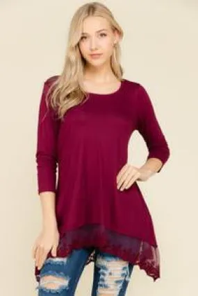 Burgundy Lace Trim Tunic