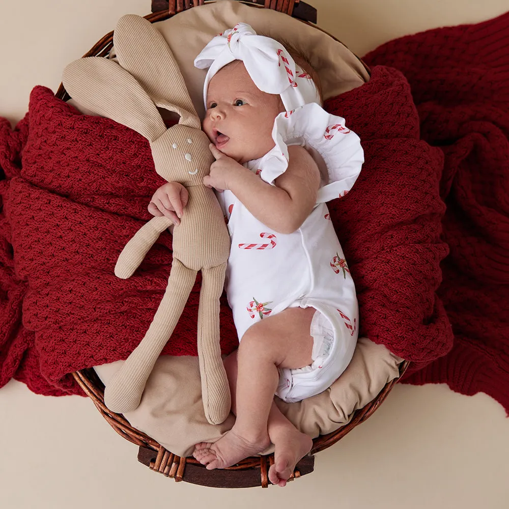 Candy Cane Short Sleeve Organic Bodysuit with Frill