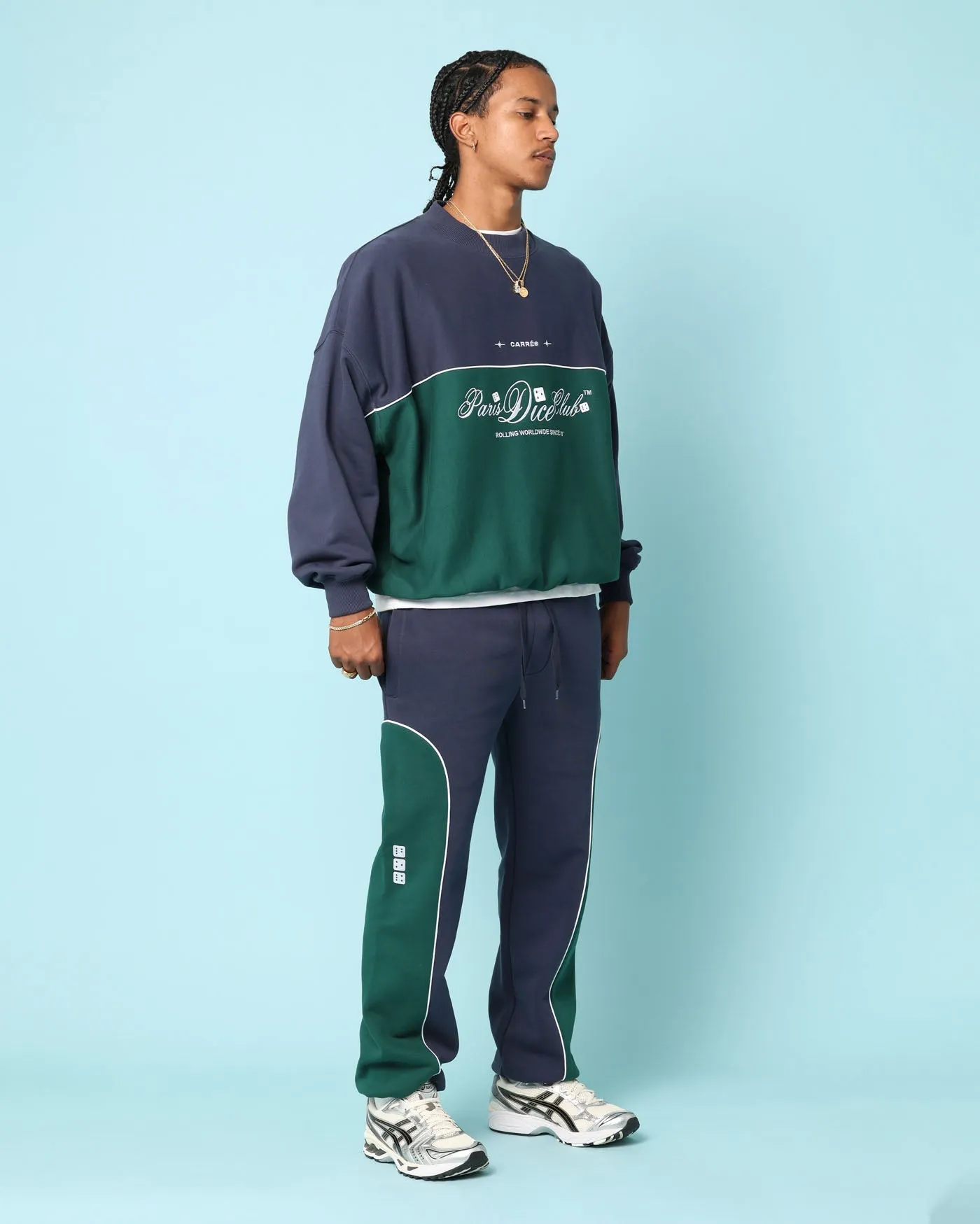 Carré Paris Dice Club Panelled Sweatpants Forest Green/Midnight