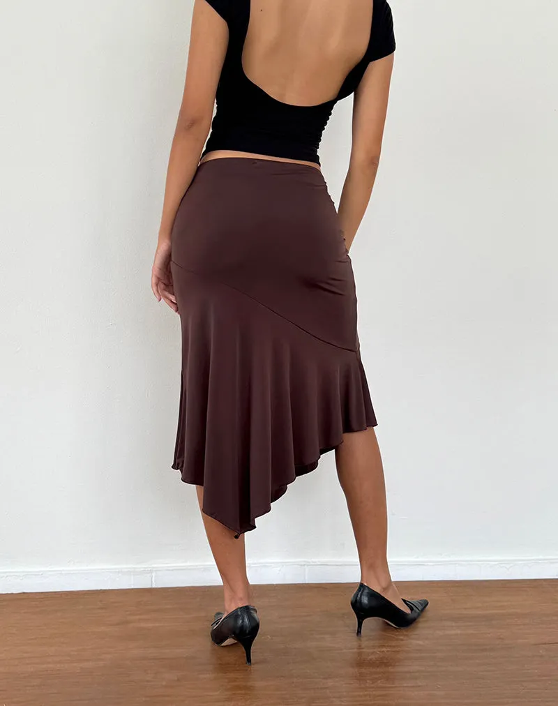 Cinta Low Rise Midi Skirt in Chocolate