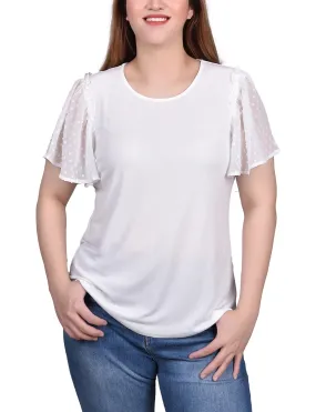 Clip Dot Flutter Sleeve Top