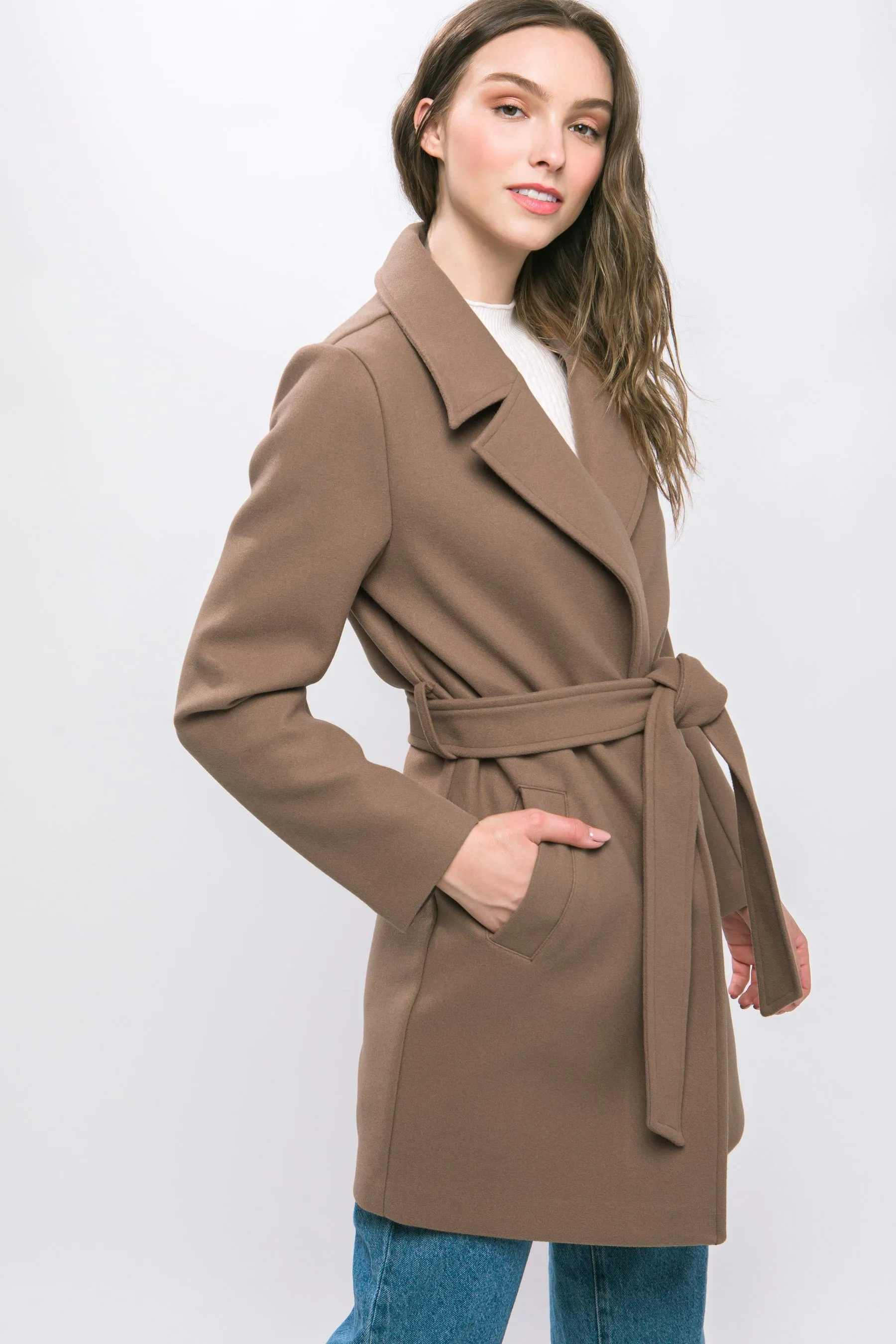 Coco Waist Tie Collared Trench Coat