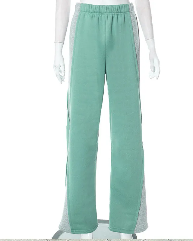 Contrast Color Straight-Leg Casual Track Pants