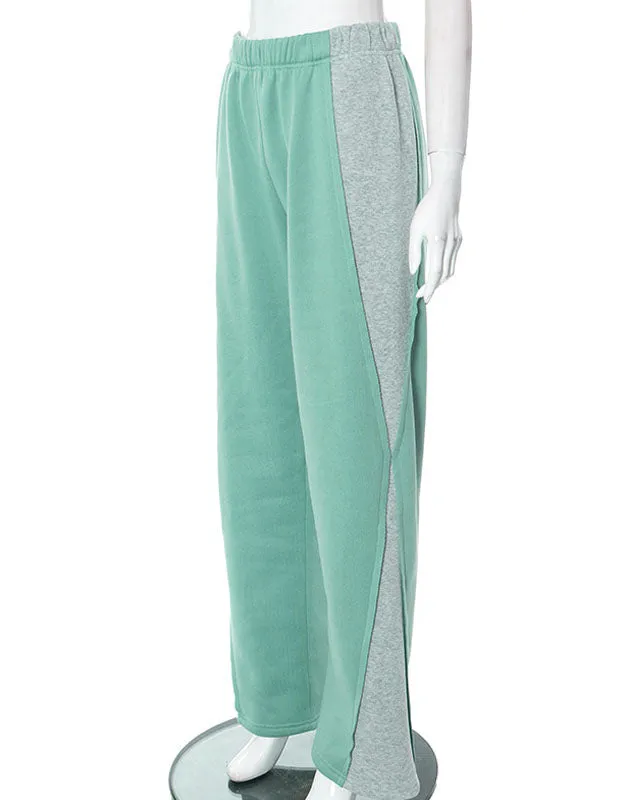 Contrast Color Straight-Leg Casual Track Pants