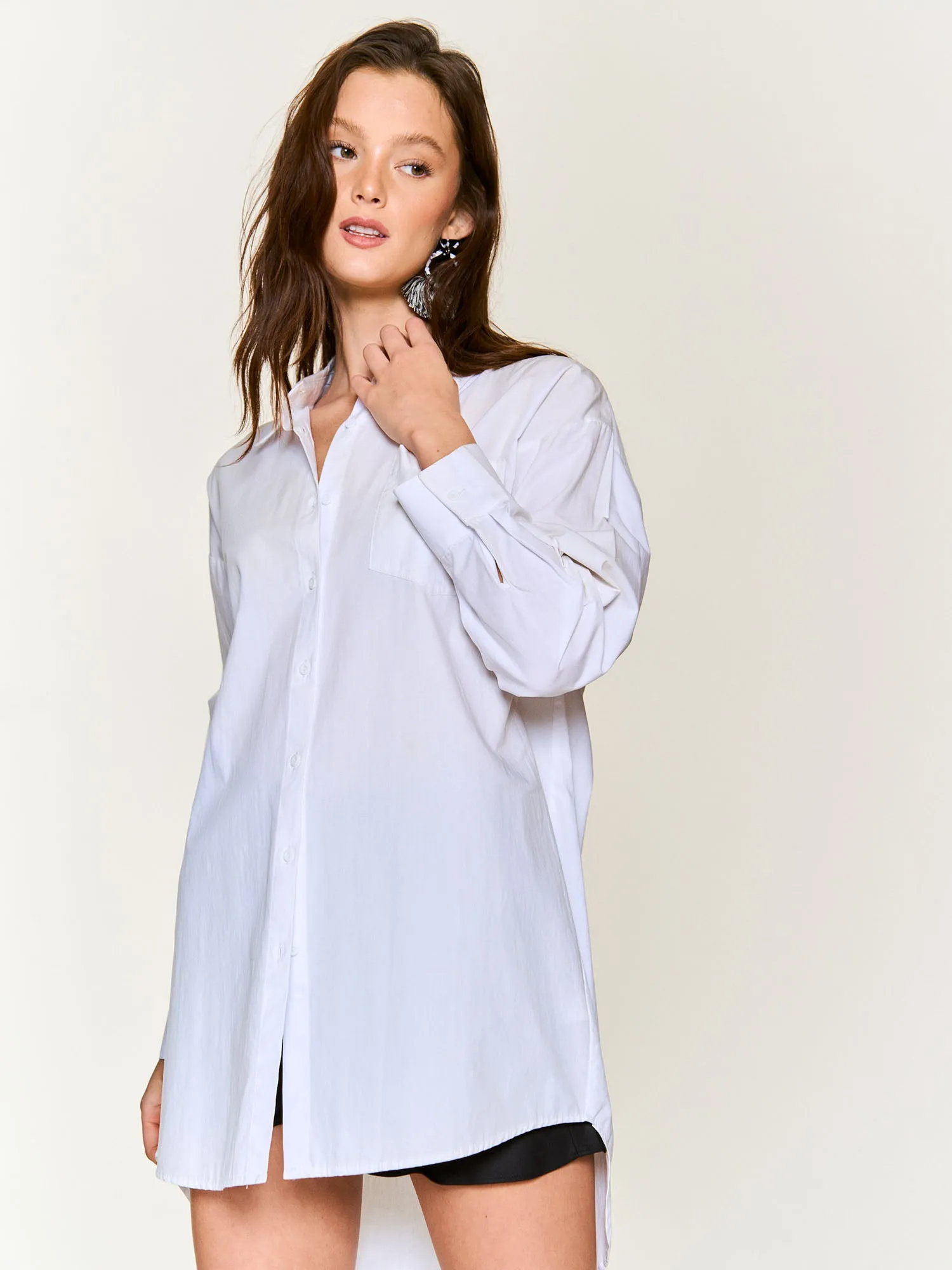 Cotton Tunic Button Down Top