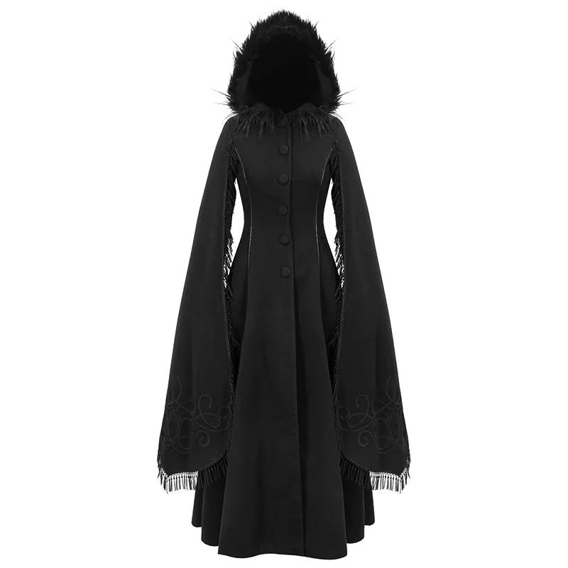 CT02401 hand-embroidered shawl black double-sided tweed women coat