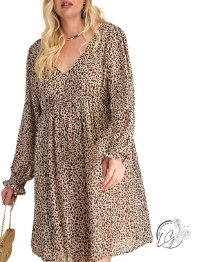 Curvy Lovin' Leopard Long Sleeve Dress