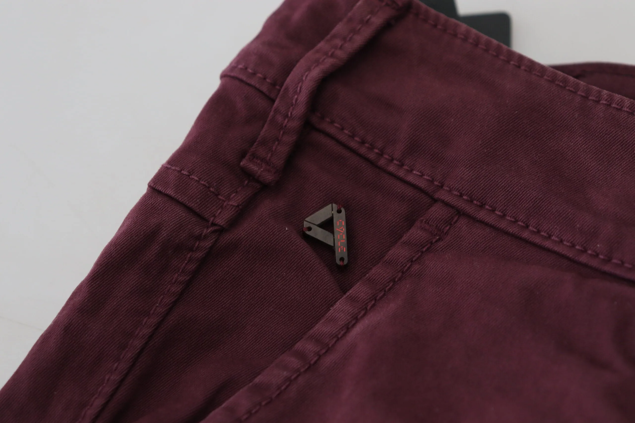 CYCLE Maroon Skinny Fit Cotton Pants