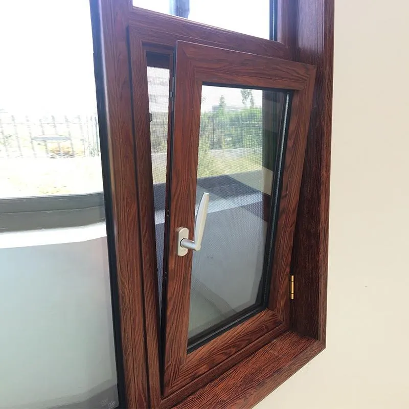 DOORWIN 2021Washington best selling elegant Tilt up with wood grain finishing thermal insulated aluminum window with double glass