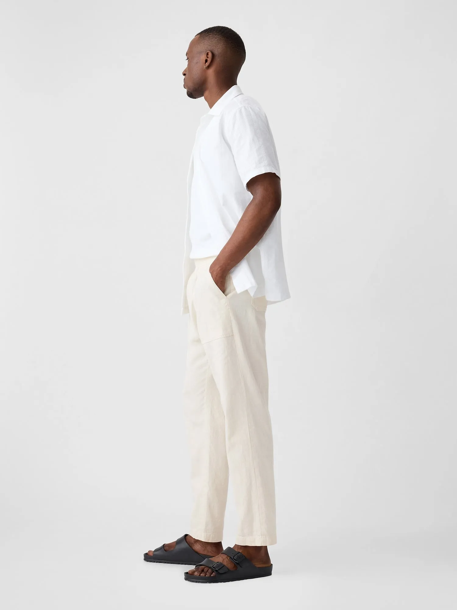 Easy Linen-Blend Utility Pants