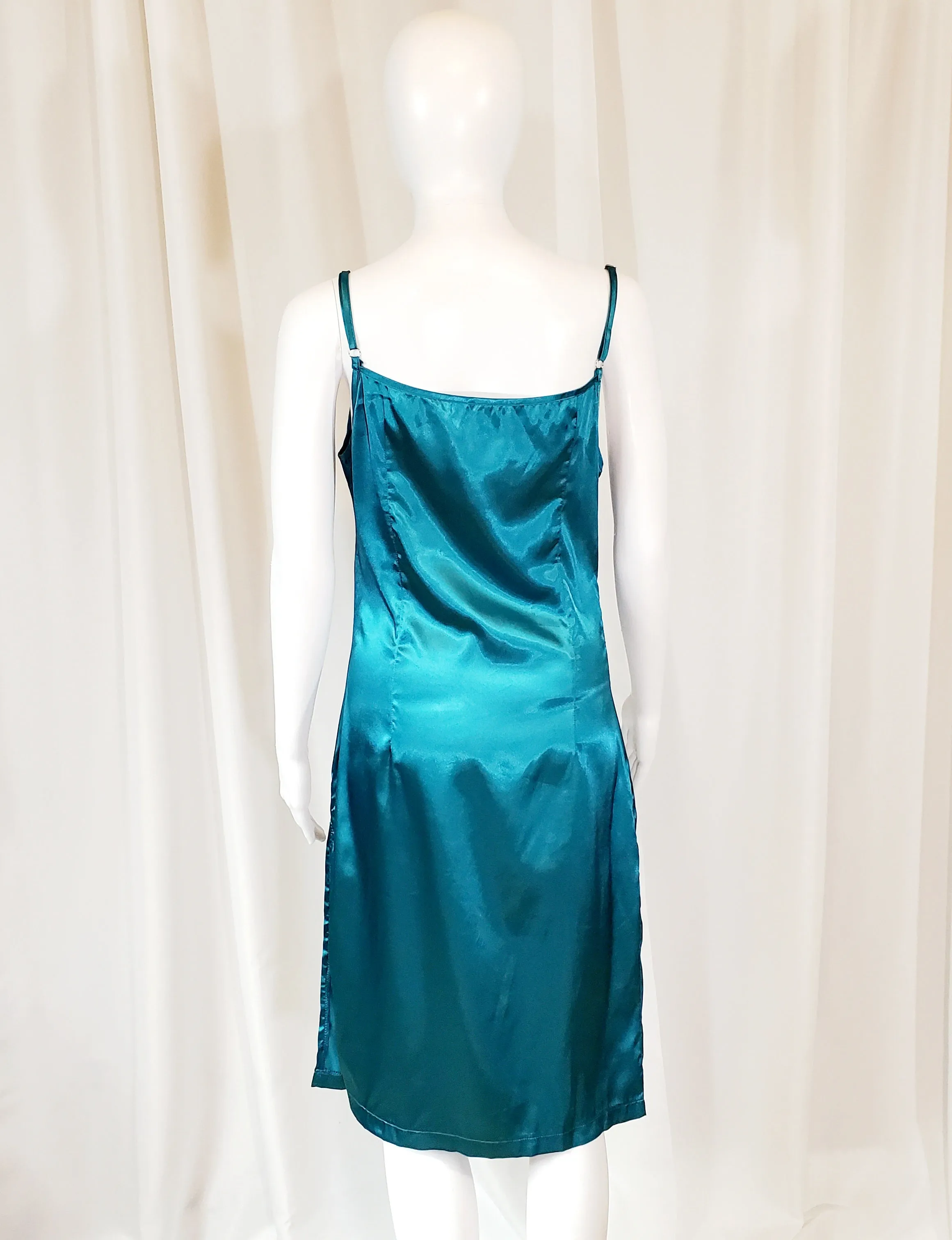 Emerald Satin Slip Dress