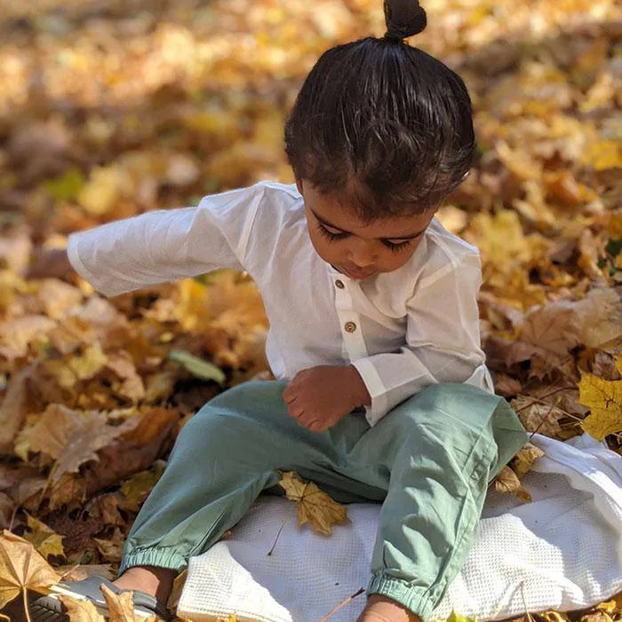 Essential White Kurta with Mint Pants