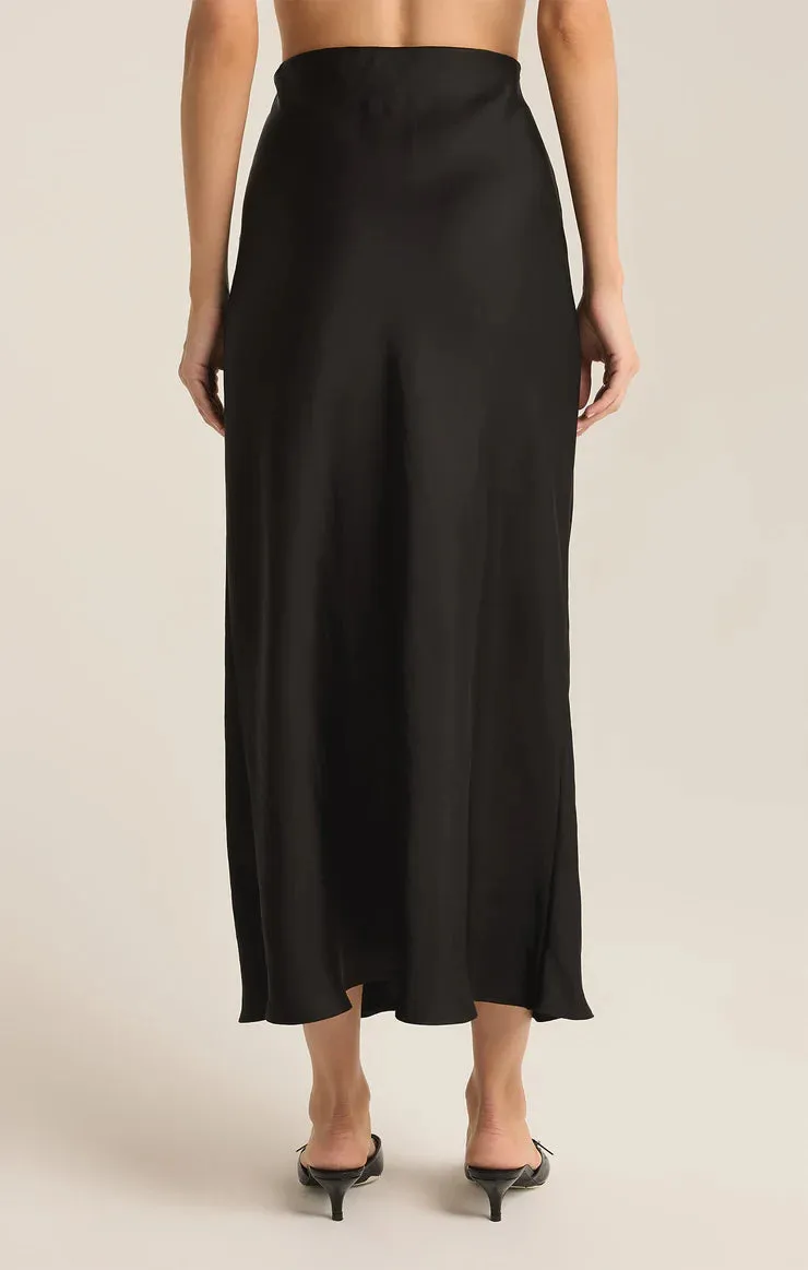 Europa Luxe Sheen Midi Skirt - Black