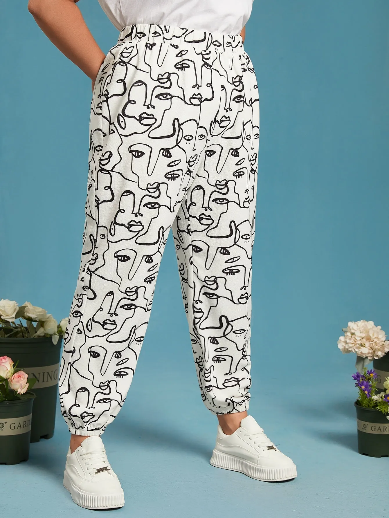 Figure High Waist Long Plus Size Sweatpants