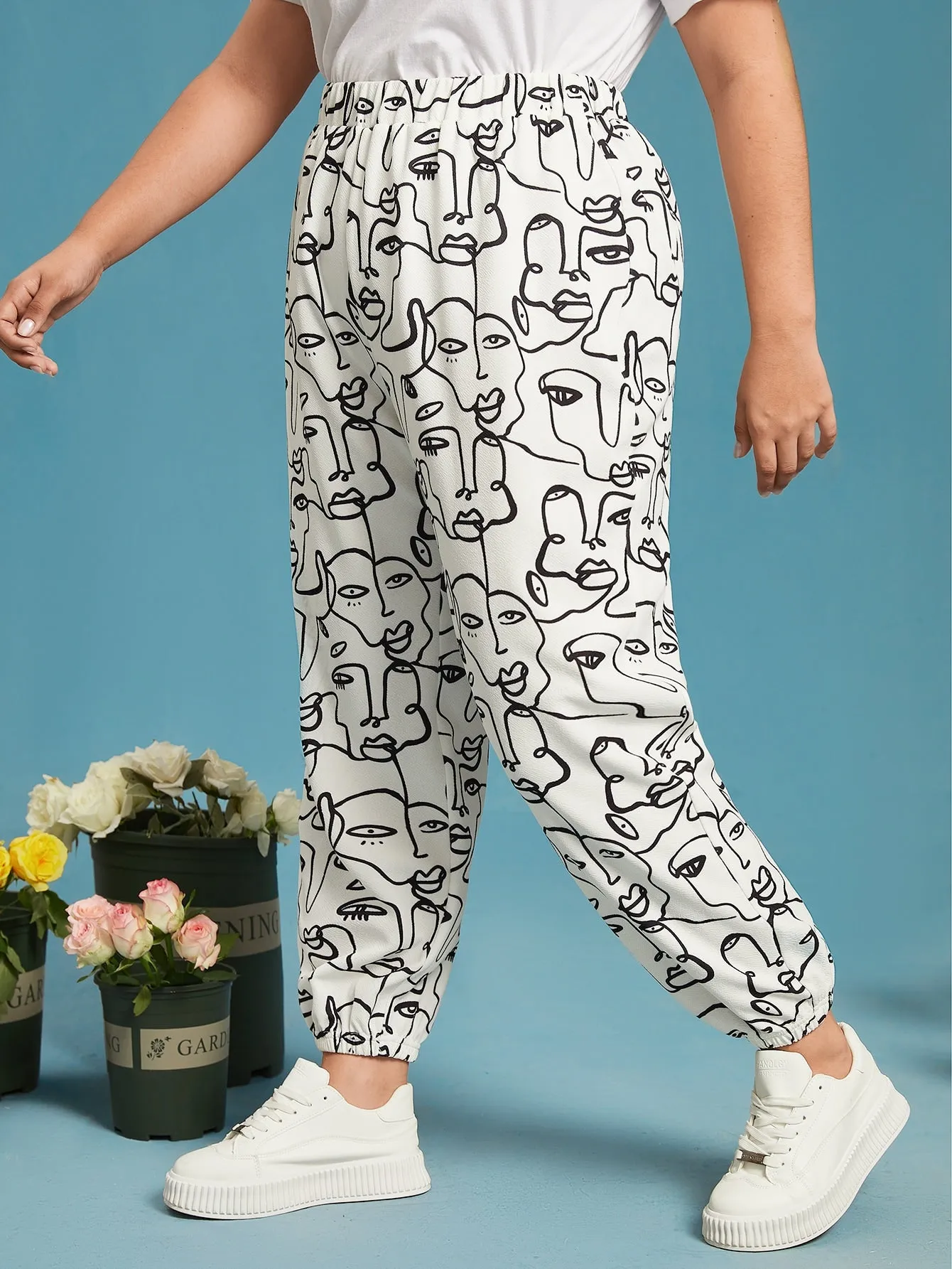 Figure High Waist Long Plus Size Sweatpants