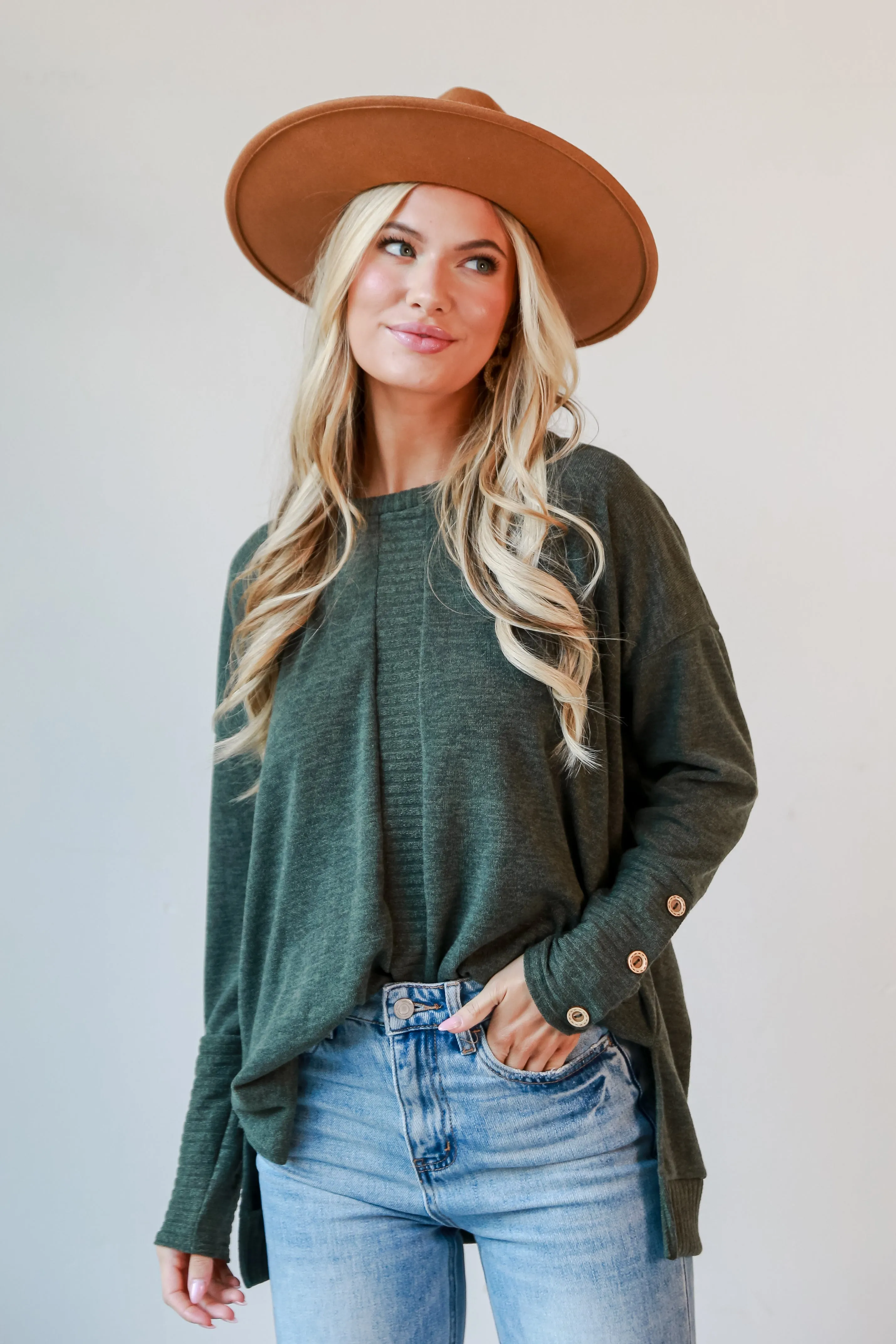 FINAL SALE - Brianna Olive Knit Top - DOORBUSTER