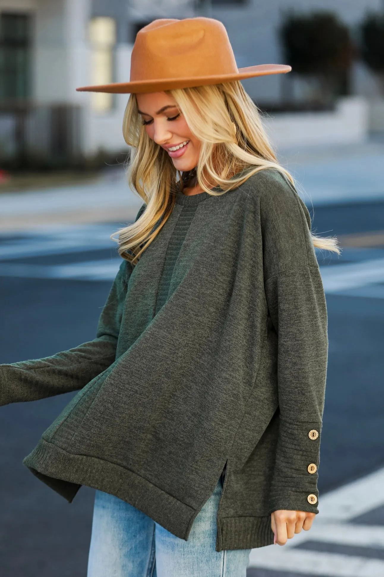 FINAL SALE - Brianna Olive Knit Top - DOORBUSTER