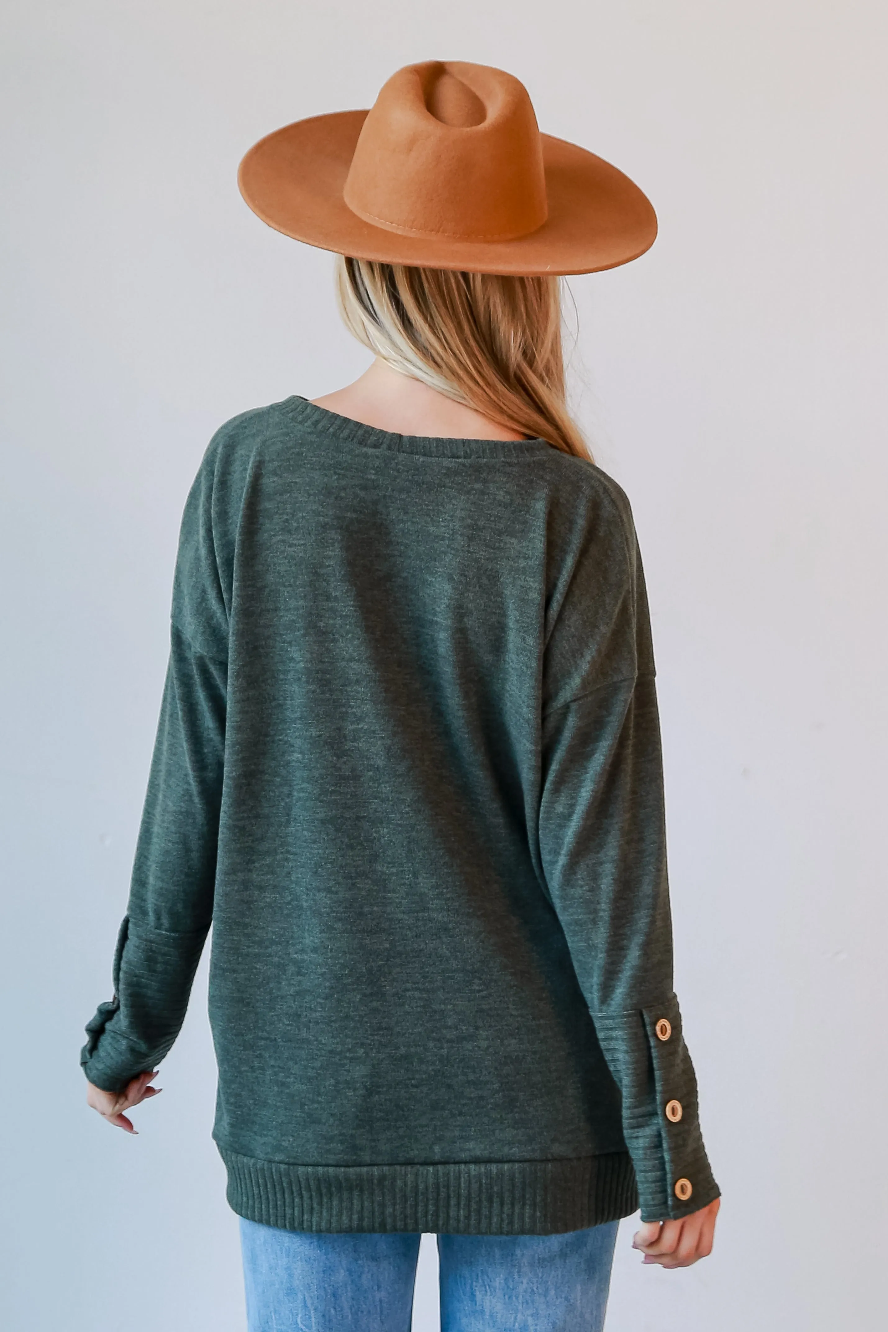 FINAL SALE - Brianna Olive Knit Top - DOORBUSTER