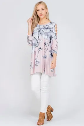 Flirty Girl Watercolor Floral Tunic - Blush