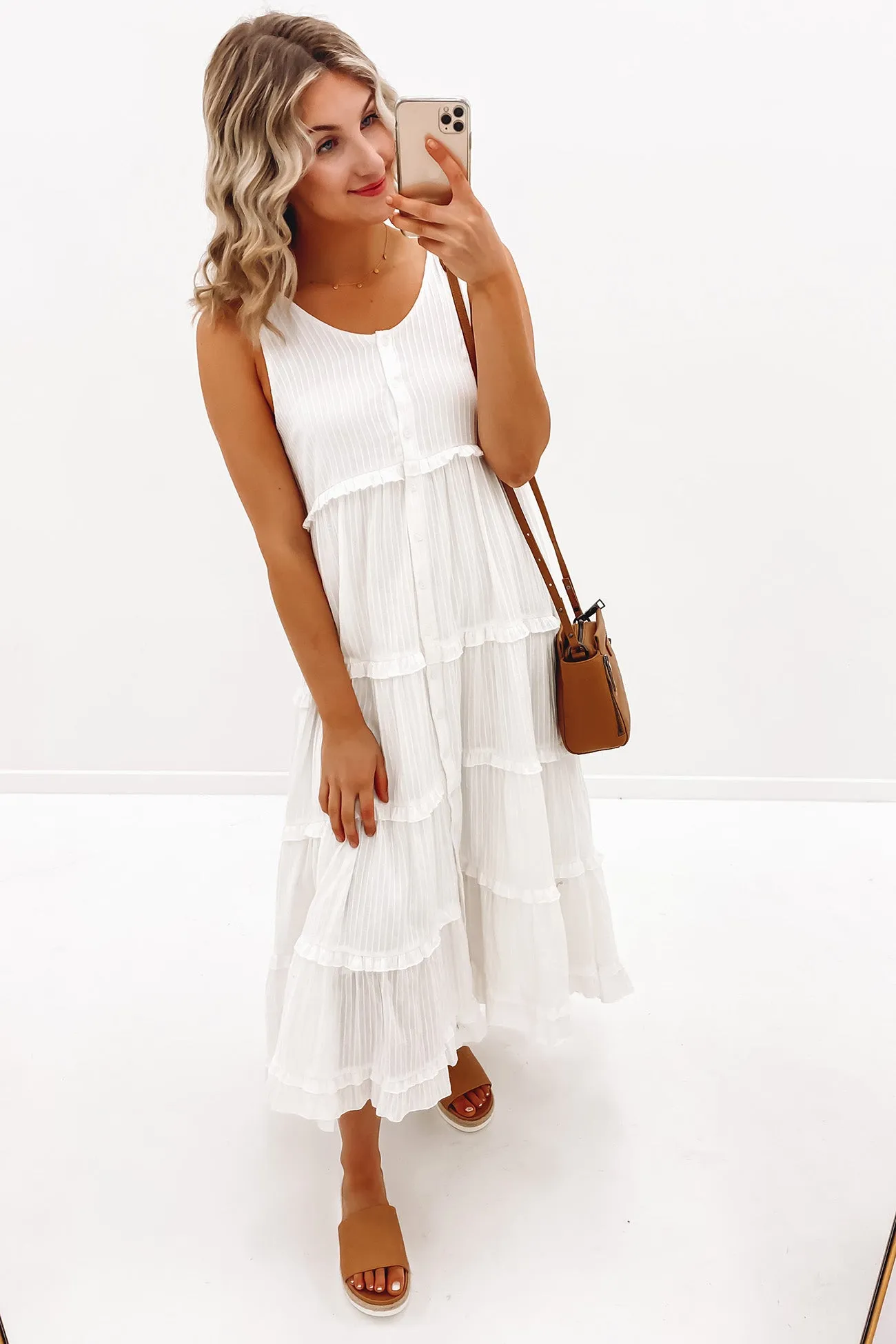 Flora Midi Dress White