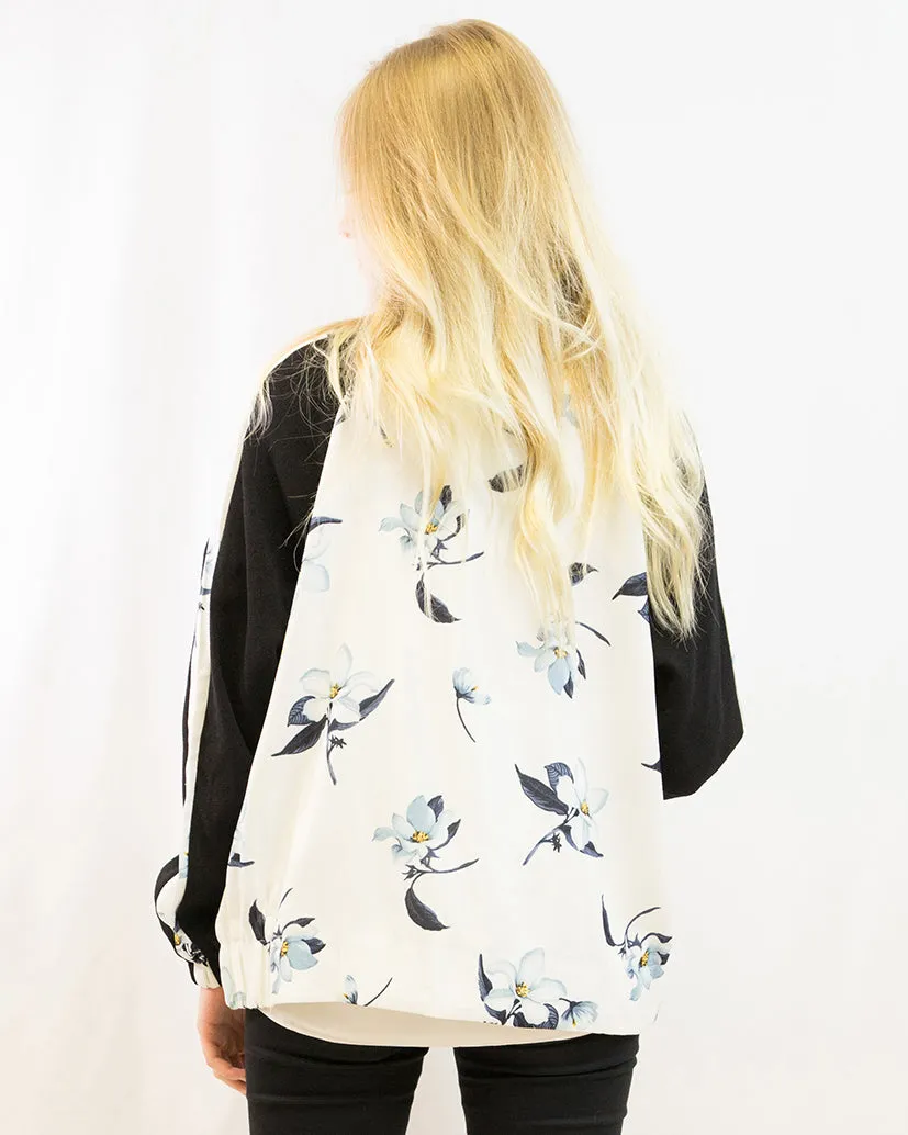 Floral print winter quilted Bomber Jacket (WHITE)