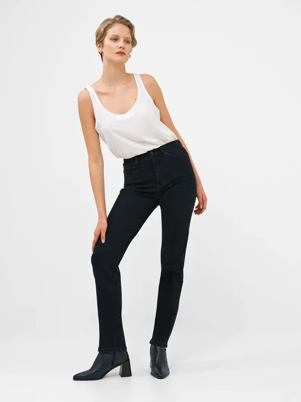 French Connection Stretch Denim Cigarette Fit High Waisted Jeans-Black-74QZE