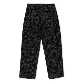 Fuckin Fuck Quilted Wide Leg Pants (Black)