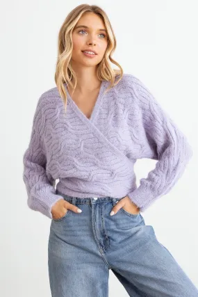 Fuzzy Knit Wrap Long Sleeve Sweater Cardigan