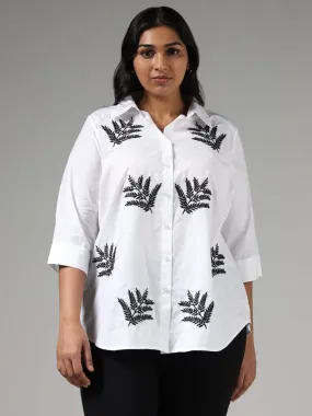 Gia White Leaf Embroidered Shirt