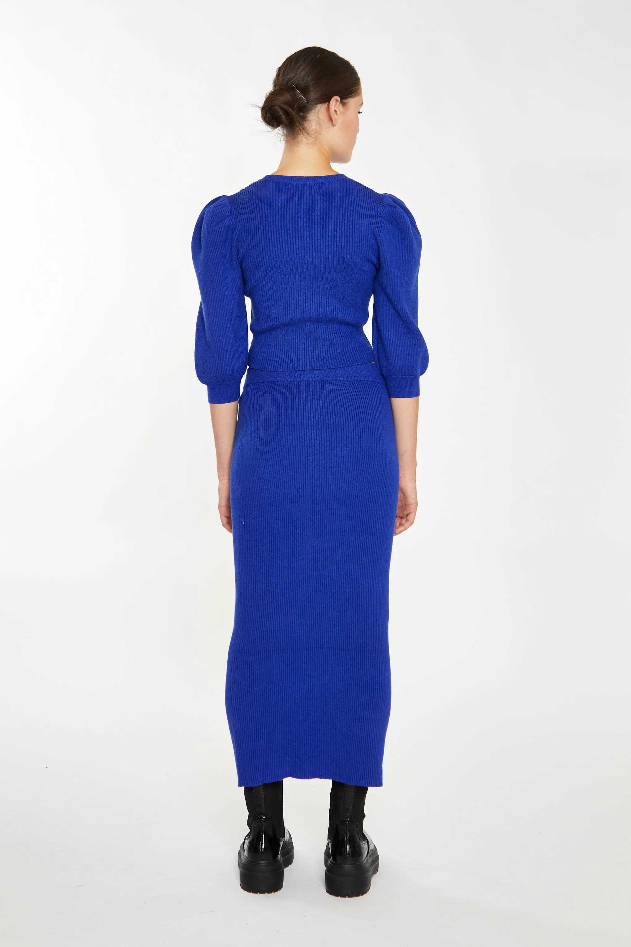 Glamorous Royal Blue Knitted Midi Skirt