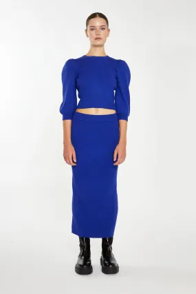 Glamorous Royal Blue Knitted Midi Skirt