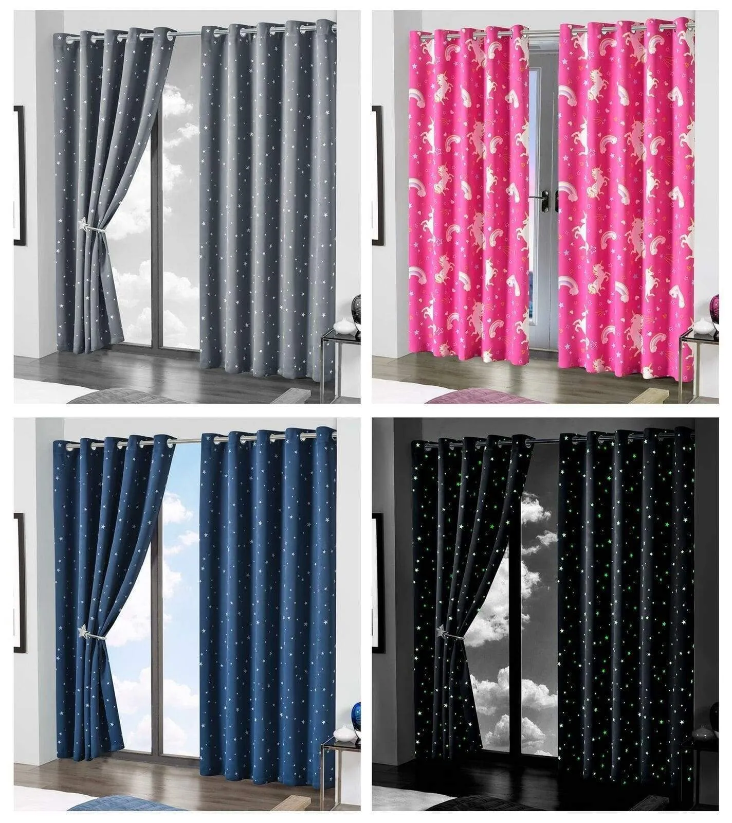 Glow In The Dark Blackout Curtains with Thermal Energy Saving Panels Noise Absorbing Heavy Thick for Bedrooms and Home Theaters by OLIVIA ROCCO