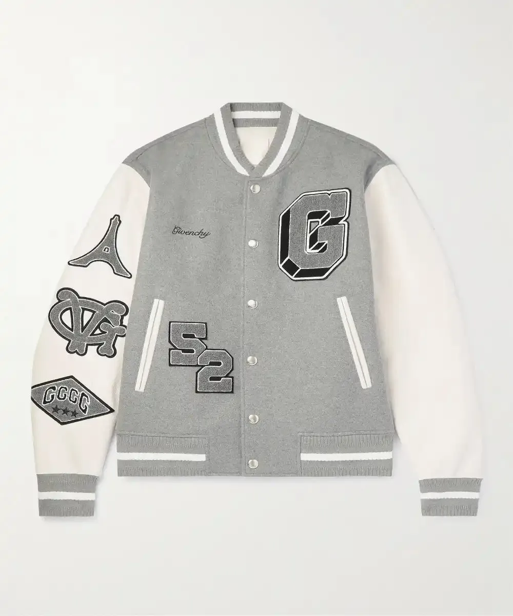 Grey Varsity Wool Letterman Jacket